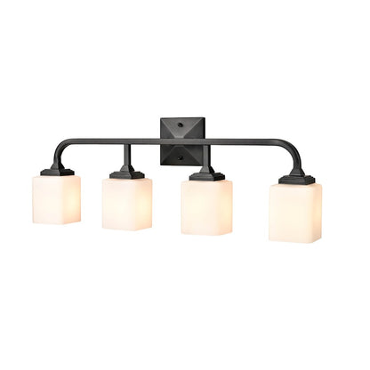 4 Light Bathroom Vanity Light, Frosted Opal