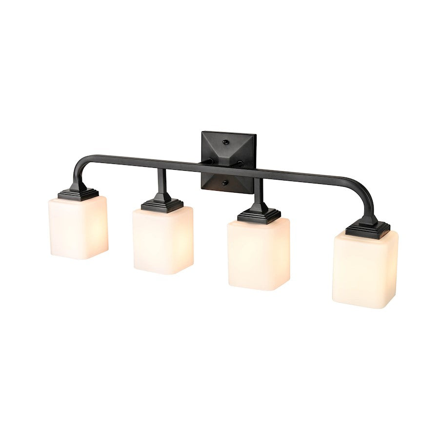 4 Light Bathroom Vanity Light, Frosted Opal