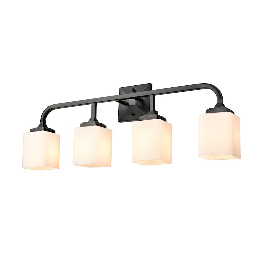 4 Light Bathroom Vanity Light, Frosted Opal