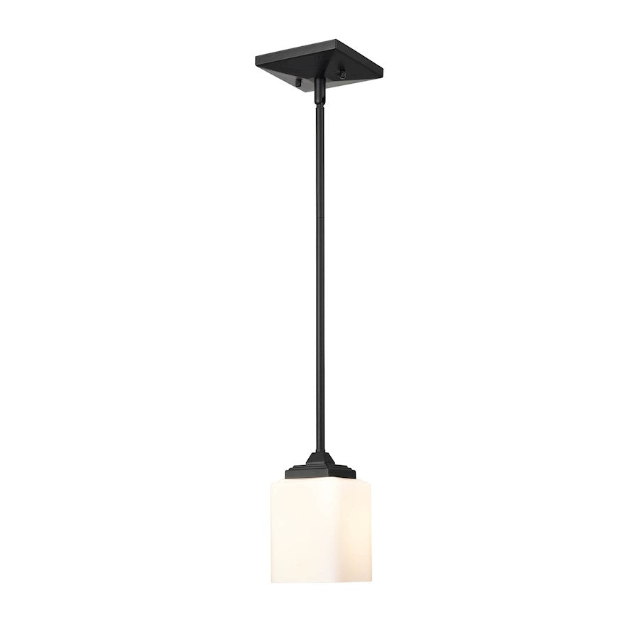 Millennium Lighting Eddison 1 Light Pendant, Matte Black/Frosted Opal - 4331-MB