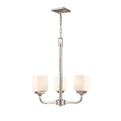 Millennium Lighting Eddison 3 Light Chandelier, Nickel/Frosted Opal - 4333-BN