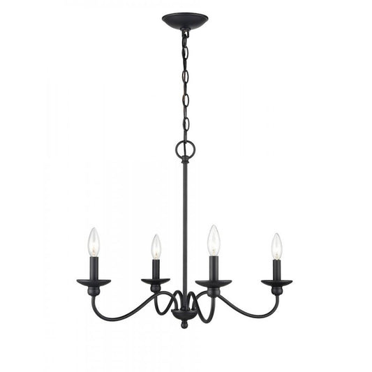 Millennium Delvona 4 Light 20.125" Chandelier, Matte Black - 4384-MB