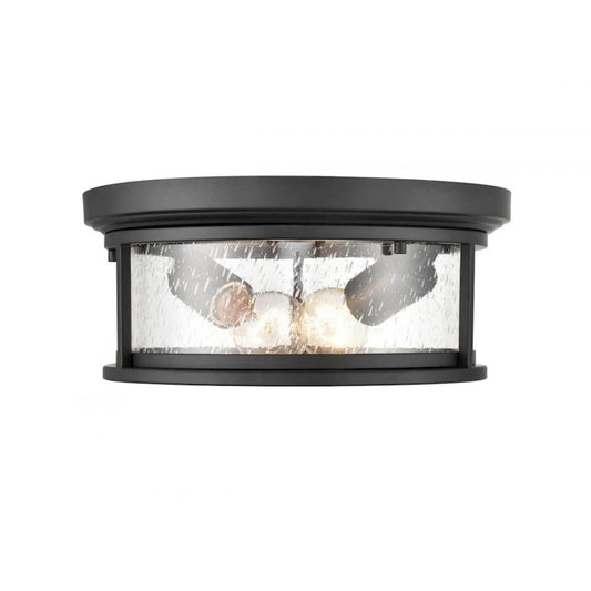 Millennium 4402 Bresley 2 Light 5.25" Outdoor Flush, Black/Clear - 4402-PBK