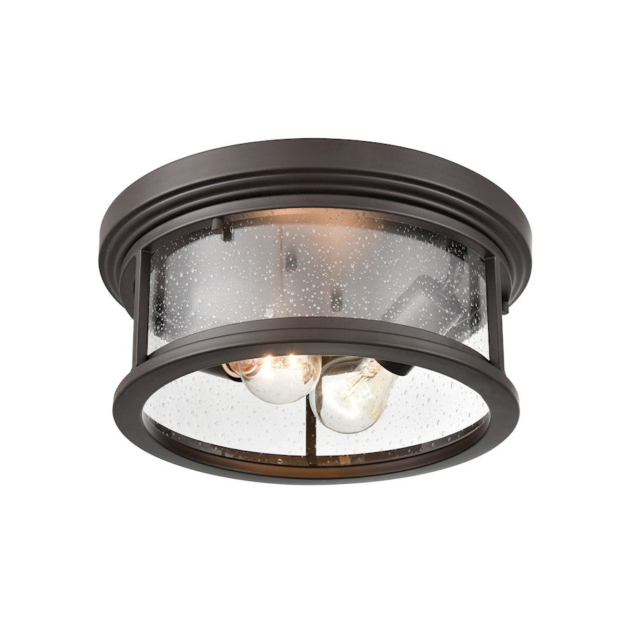 Millennium Bresley 2 Light Outdoor Flush Mount, Bronze/Clear Seeded - 4402-PBZ