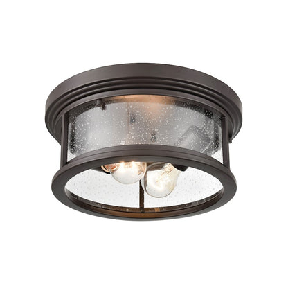 Millennium Bresley 2 Light Outdoor Flush Mount, Bronze/Clear Seeded - 4402-PBZ