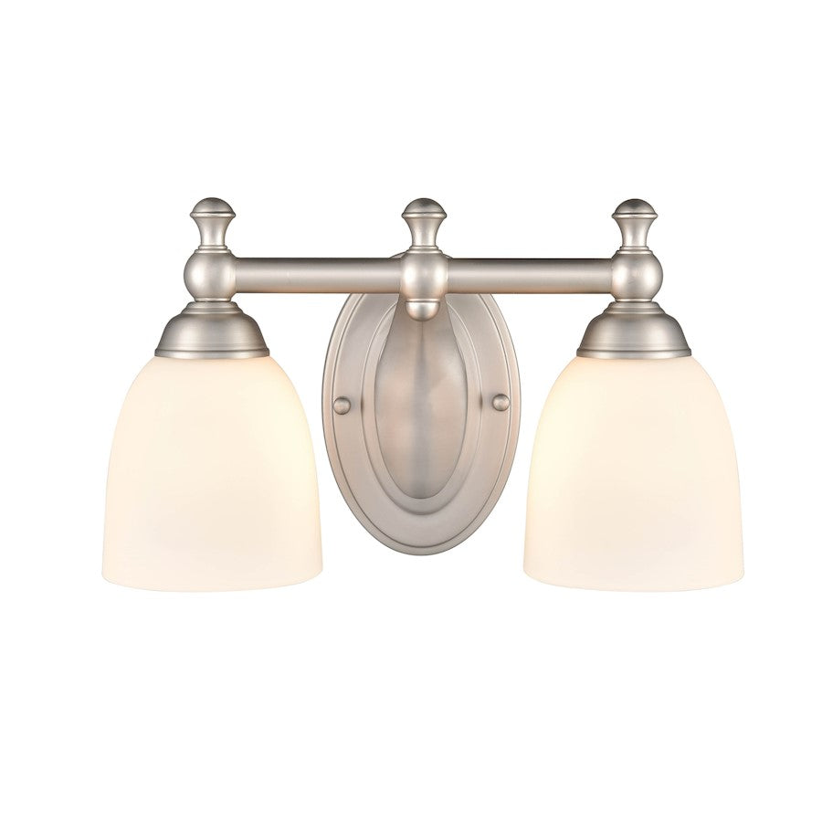 Millennium Lighting 13" 2 Light Vanity Light, Nickel/Etched White - 4422-SN