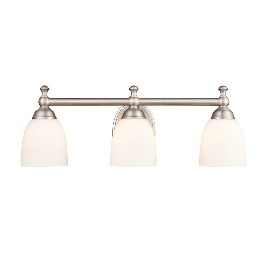 Millennium Lighting 3 Light Vanity Light, Satin Nickel/Etched White - 4423-SN