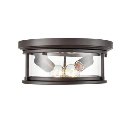 Millennium 4442 Bresley 2 Light 5.25" Outdoor Flush, Bronze/Clear - 4442-PBZ