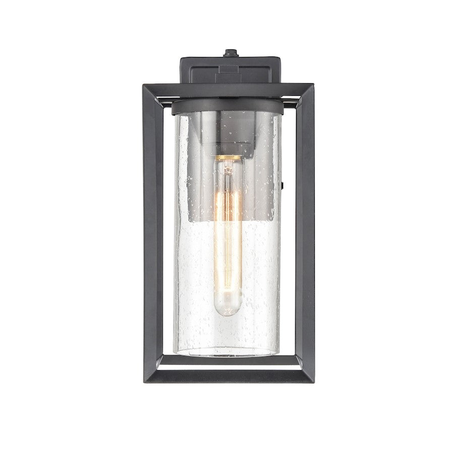 Millennium Wheatland 1 Lt 13" Outdoor Wall Sconce, Black/Seeded - 4551-PBK