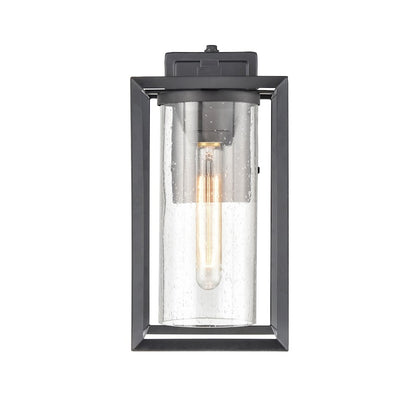 Millennium Wheatland 1 Lt 13" Outdoor Wall Sconce, Black/Seeded - 4551-PBK