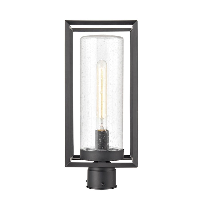 Millennium Wheatland 1 Light Outdoor Post Lantern, Black/Clear Seeded - 4581-PBK