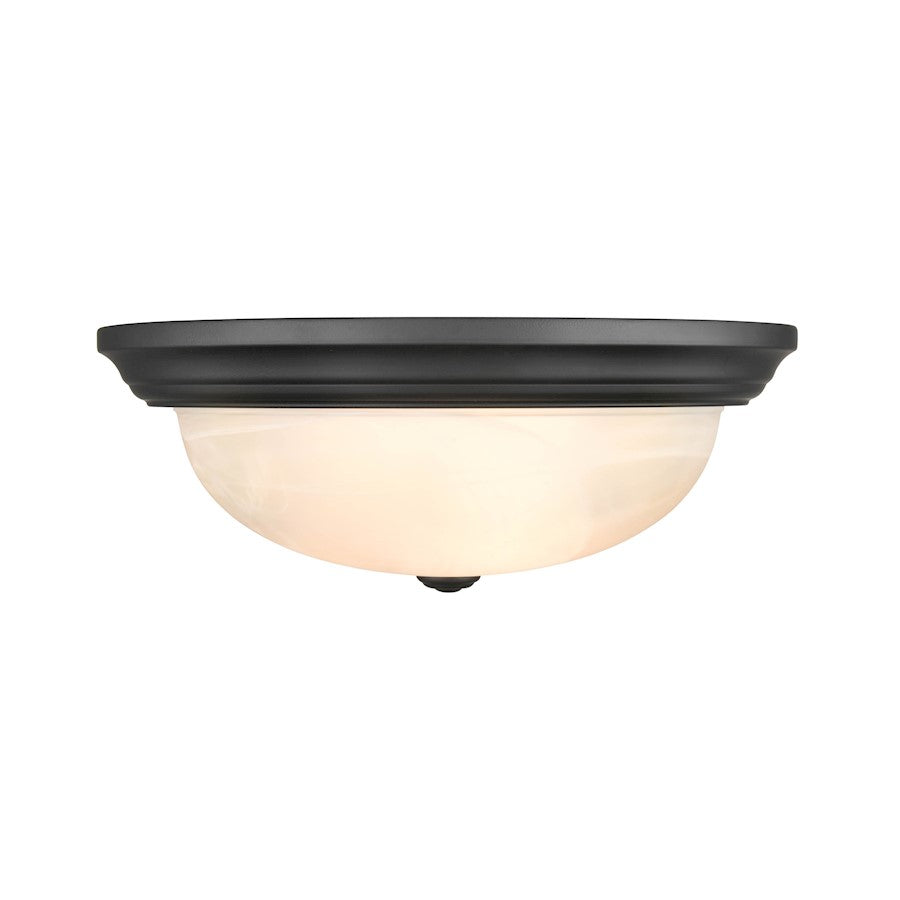 Millennium Lighting 3 Light Flushmount, Satin Nickel/Faux Alabaster - 4605-SN