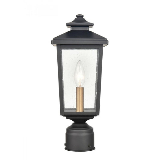 Millennium Eldrick 1 Light 14.375" Outdoor Post Lantern, Black/Clear - 4631-PBK