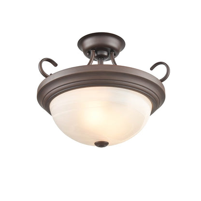 Millennium Lighting 2 Light Semi-Flush, Satin Nickel/Faux Alabaster - 4773-SN