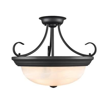 Millennium Lighting 3 Light Semi-Flush, Rubbed Bronze/Faux Alabaster - 4775-RBZ