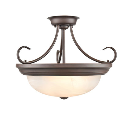 Millennium Lighting 3 Light Semi-Flush, Satin Nickel/Faux Alabaster - 4775-SN