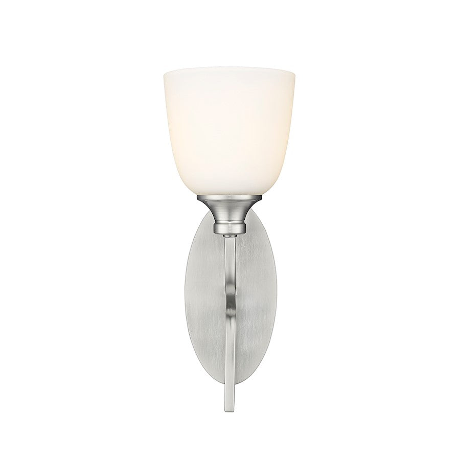 Millennium Lighting Alberta 1 Light Sconce, Brushed Nickel/White - 491001-BN