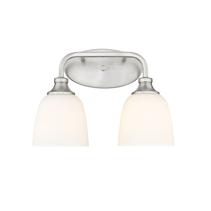 Millennium Lighting Alberta 2 Light Vanity Light, Nickel/White - 491002-BN