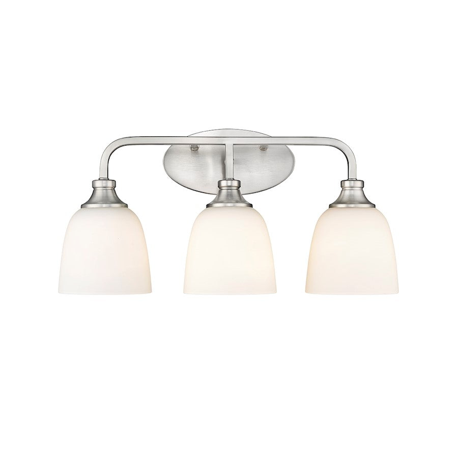 Millennium Lighting Alberta 3 Light Vanity Light, Nickel/White - 491003-BN