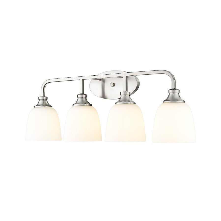 Millennium Lighting Alberta 4 Light Vanity Light, Nickel/White - 491004-BN