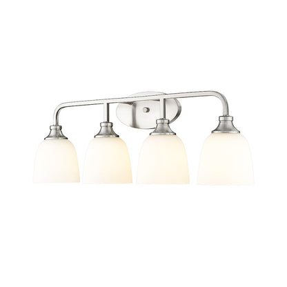 Millennium Lighting Alberta 4 Light Vanity Light, Nickel/White - 491004-BN