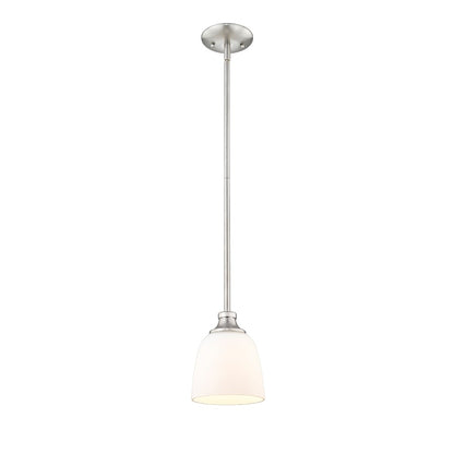 Millennium Lighting Alberta 1 Light Mini-Pendant, Nickel/White - 492001-BN