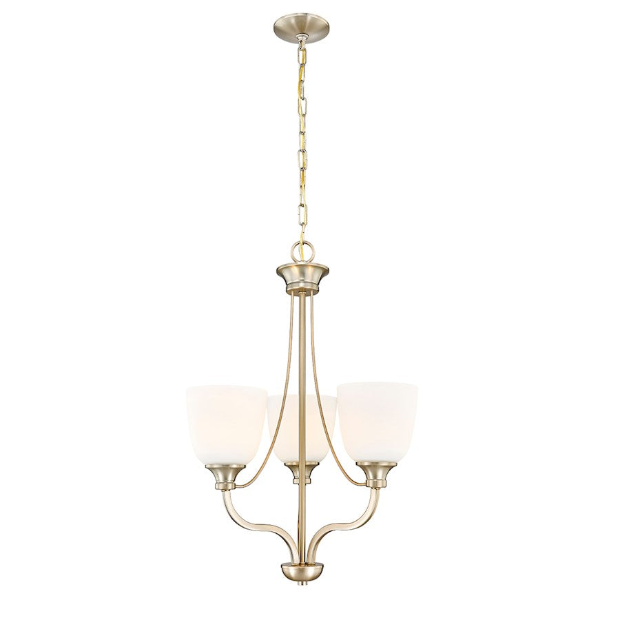 Millennium Lighting Alberta 3 Light Chandelier, Modern Gold/White - 492003-MG