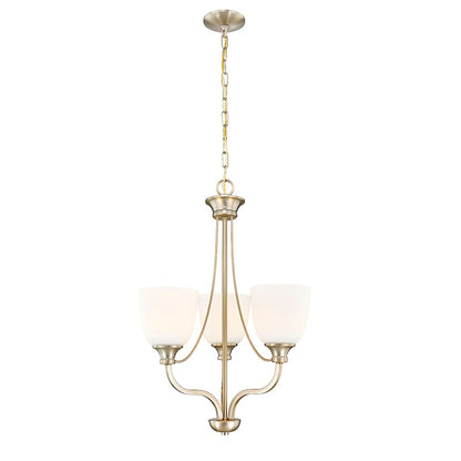 Millennium Lighting Alberta 3 Light Chandelier, Modern Gold/White - 492003-MG