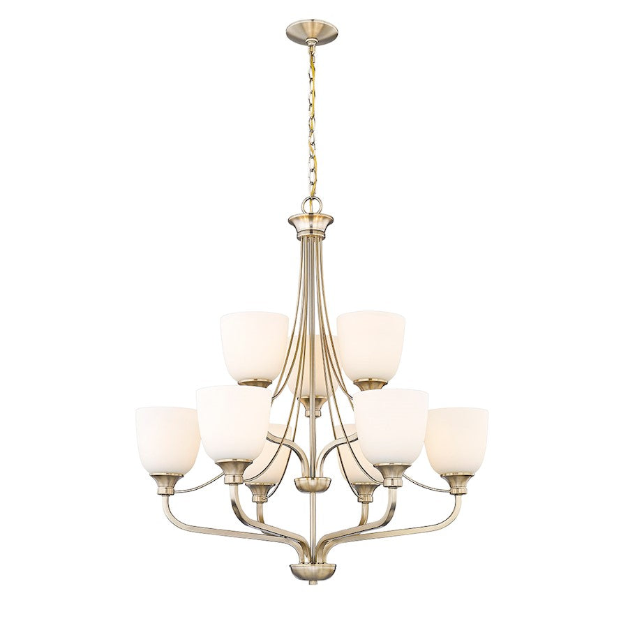 Millennium Lighting Alberta 9 Light Chandelier, Modern Gold/White - 492009-MG