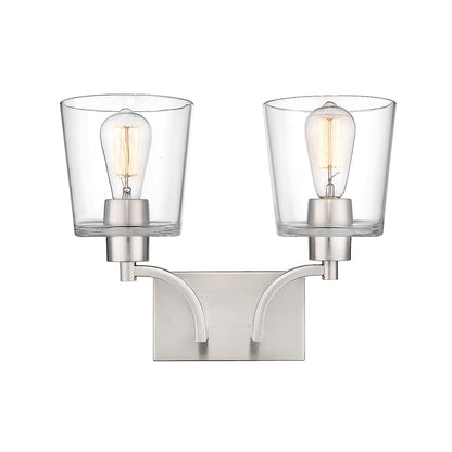 Millennium Lighting Evalon 2 Light Vanity, Brushed Nickel/Clear - 496002-BN