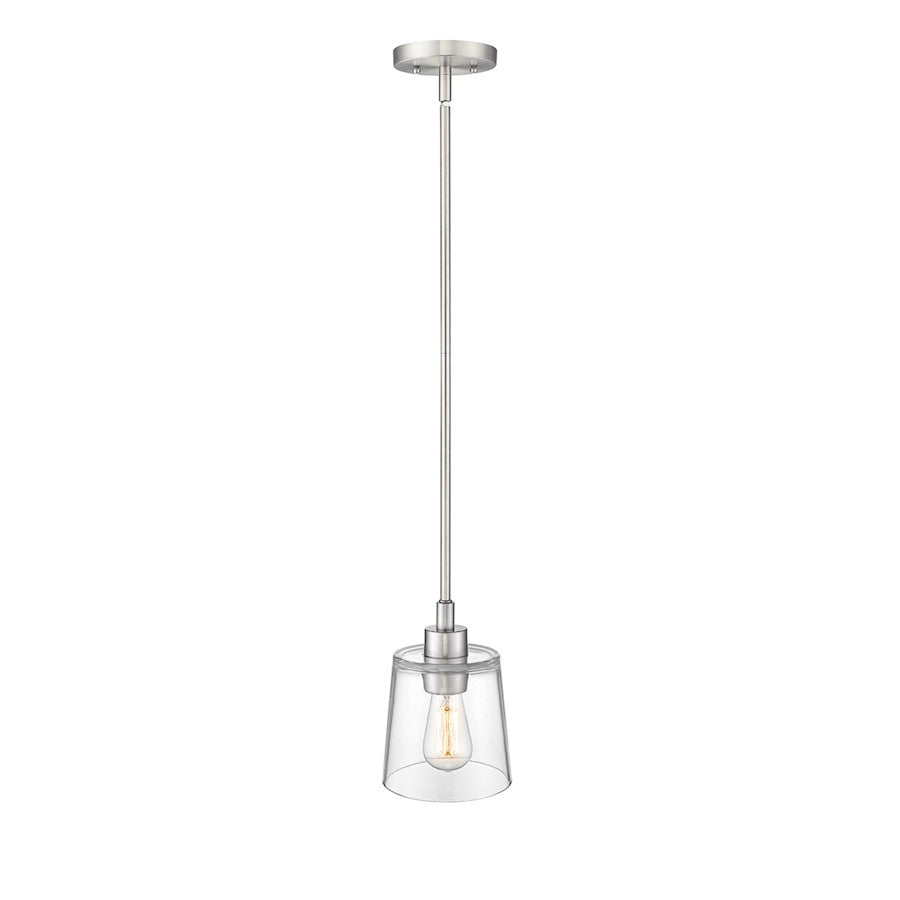 Millennium Lighting Evalon 1-Lt Mini-Pendant, Brushed Nickel/Clear - 497001-BN