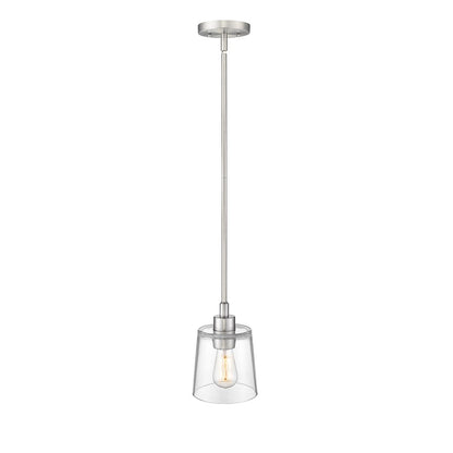 Millennium Lighting Evalon 1-Lt Mini-Pendant, Brushed Nickel/Clear - 497001-BN