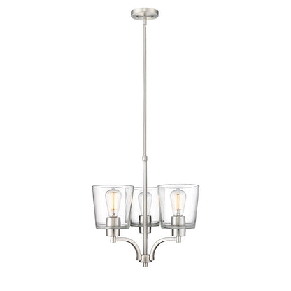 Millennium Lighting Evalon 3 Light Chandelier, Brushed Nickel/Clear - 497003-BN