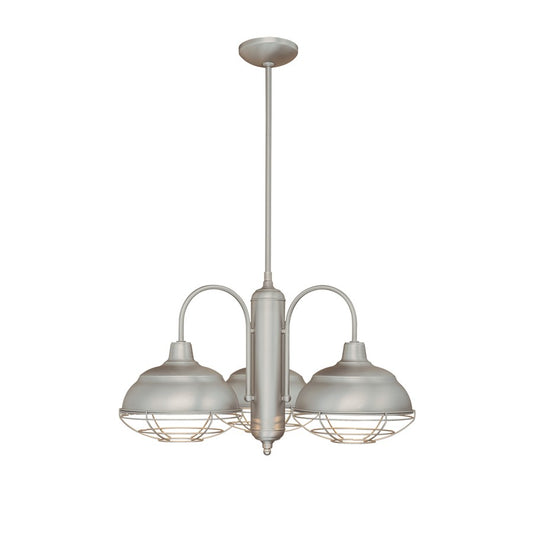 Neo-Industrial Chandelier, Satin Nickel