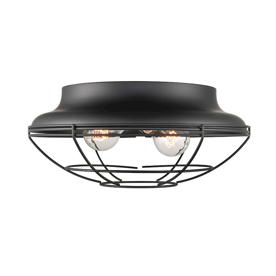 Millennium Lighting 2 Light 14" Outdoor Flush Mount, Matte Black - 5384-MB