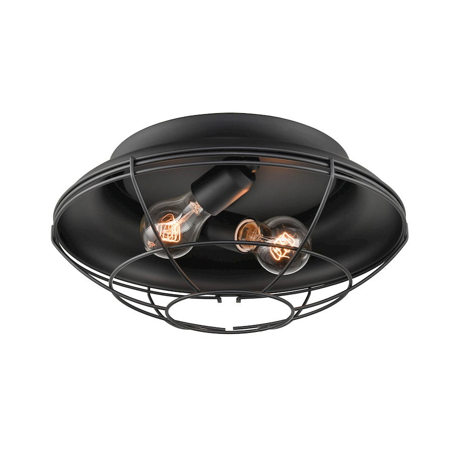 Millennium Lighting 2 Light Outdoor Flush Mount, Matte Black