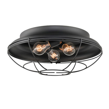 Millennium Lighting 3 Light Outdoor Flush Mount, Matte Black - 5387-MB