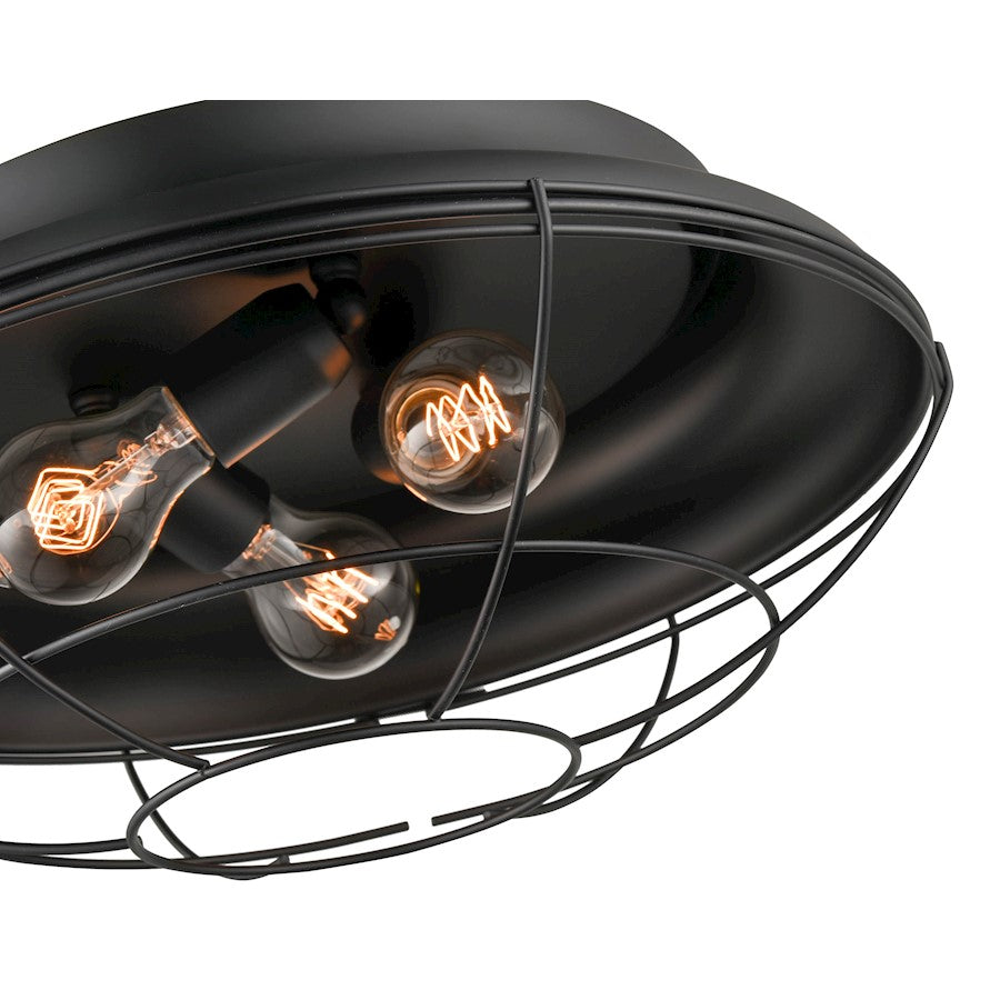 Millennium Lighting 3 Light Outdoor Flush Mount, Matte Black