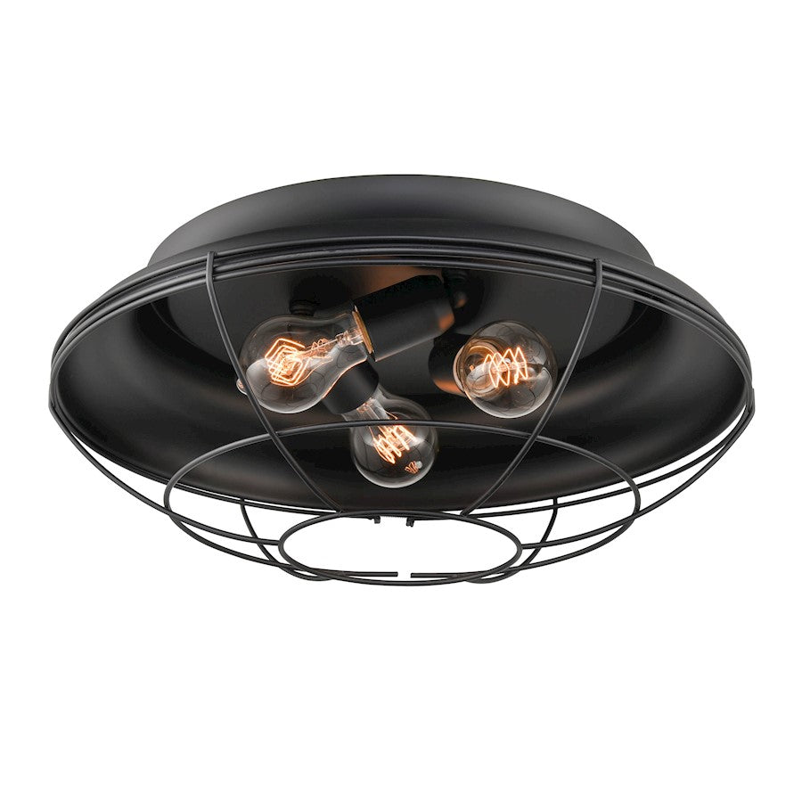 Millennium Lighting 3 Light Outdoor Flush Mount, Matte Black