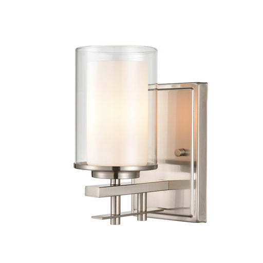 Millennium Lighting 1 Light Sconce, Nickel/Clear/ Etched White - 5501-BN