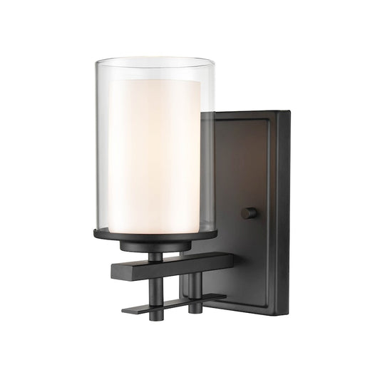 Millennium Lighting 1 Light Sconce, Black/Clear/ Etched White - 5501-MB