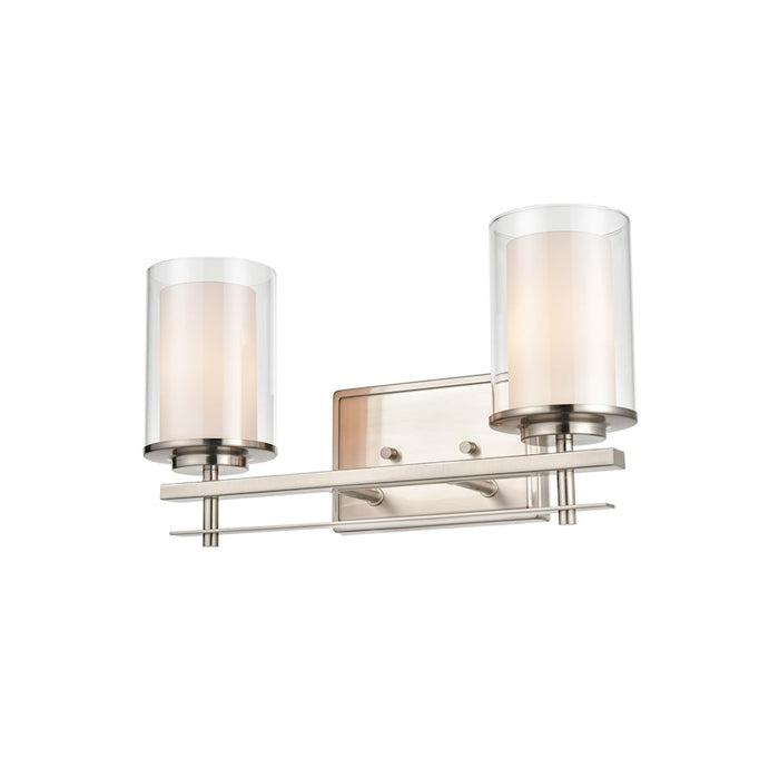 Millennium Lighting 2 Light Sconce, Nickel/Clear/Etched White - 5502-BN