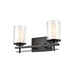 Millennium Lighting 2 Light Sconce, Black/Clear/Etched White - 5502-MB