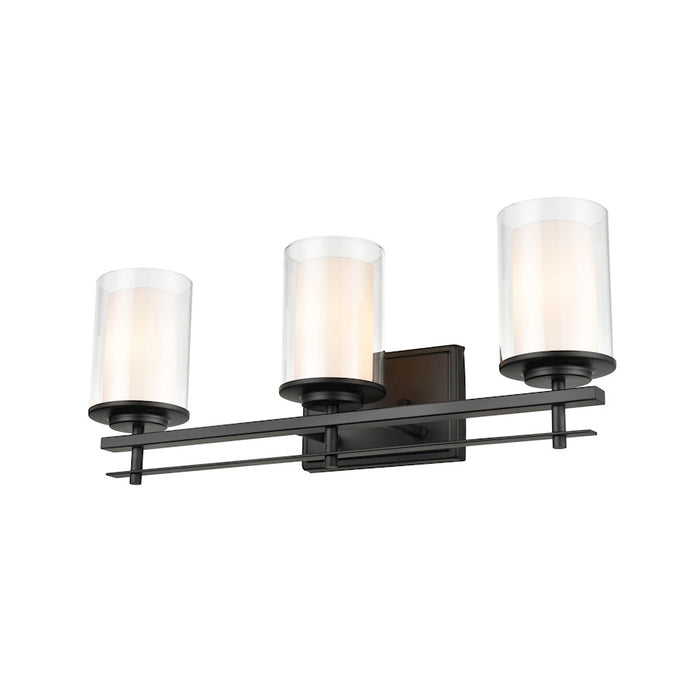 Millennium Lighting 3 Light Sconce, Black/Clear/ Etched White - 5503-MB