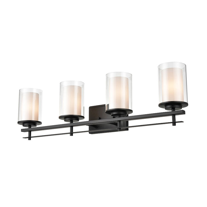Millennium Lighting 4 Light Sconce, Black/Clear/Etched White - 5504-MB