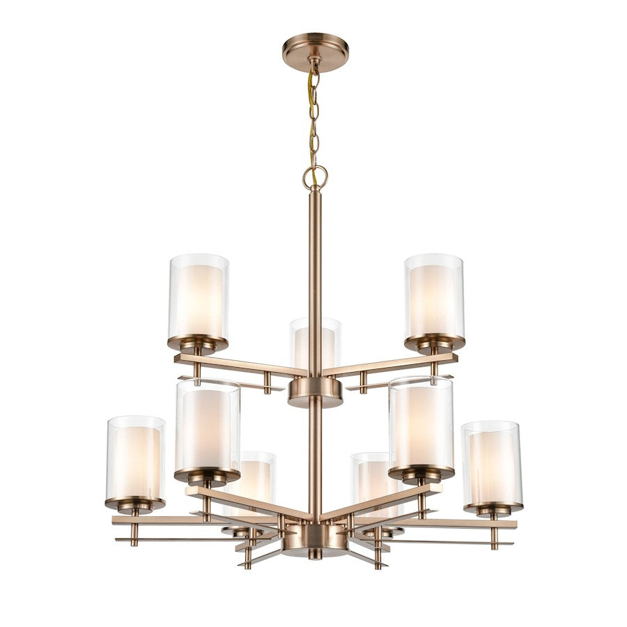 Millennium Lighting 9 Light Chandelier, Modern Gold/Clear/Etched Whit - 5519-MG