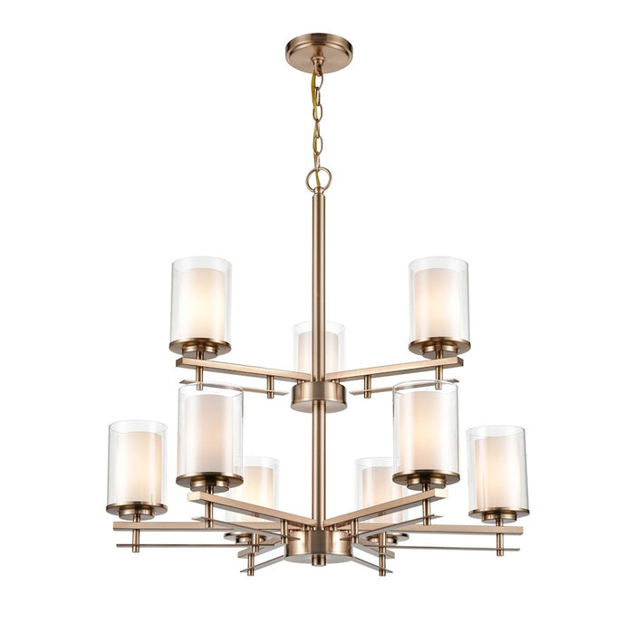 Millennium Lighting 9 Light Chandelier, Modern Gold/Clear/Etched Whit - 5519-MG