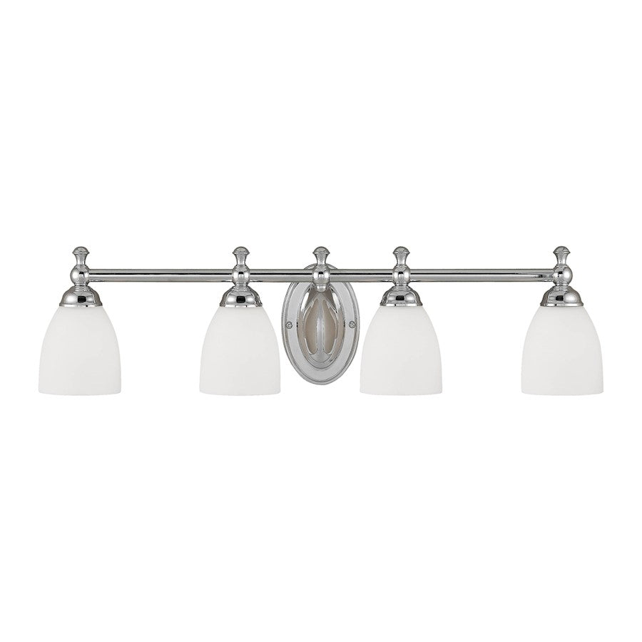 4 Light Bathroom Vanity Light, Chrome with Etched