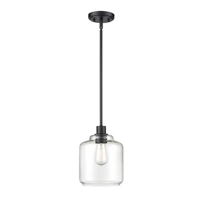 Millennium Lighting Asheville 1 Light Pendant, Matte Black/Clear - 6901-MB