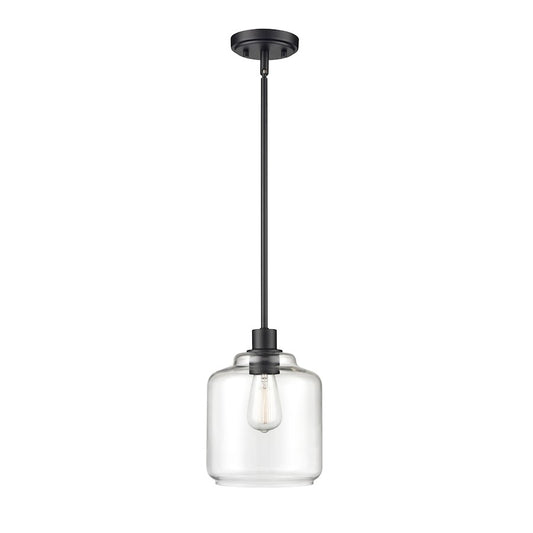 Millennium Lighting Asheville 1 Light Pendant, Matte Black/Clear - 6901-MB